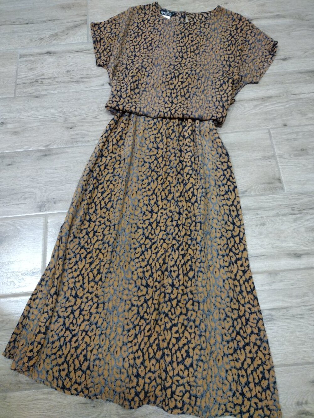 Vintage Carole Little Petites Leopard Print Two-Piece Skirt Set